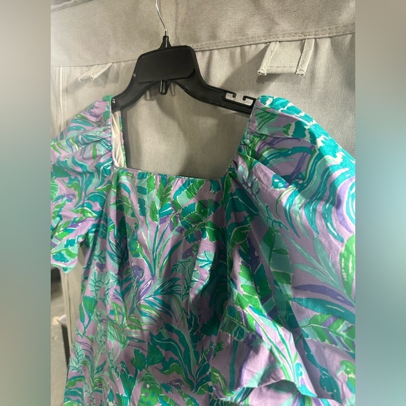 Lilly Pulitzer Lettie Short Sleeve Dress Purple Iris Green Size 2 Baby Doll - Picture 4 of 8